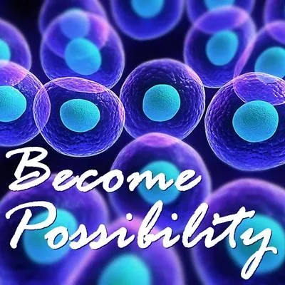 small light blue roundish objects, surrounded by biggler indigo membranes; Become Possibility